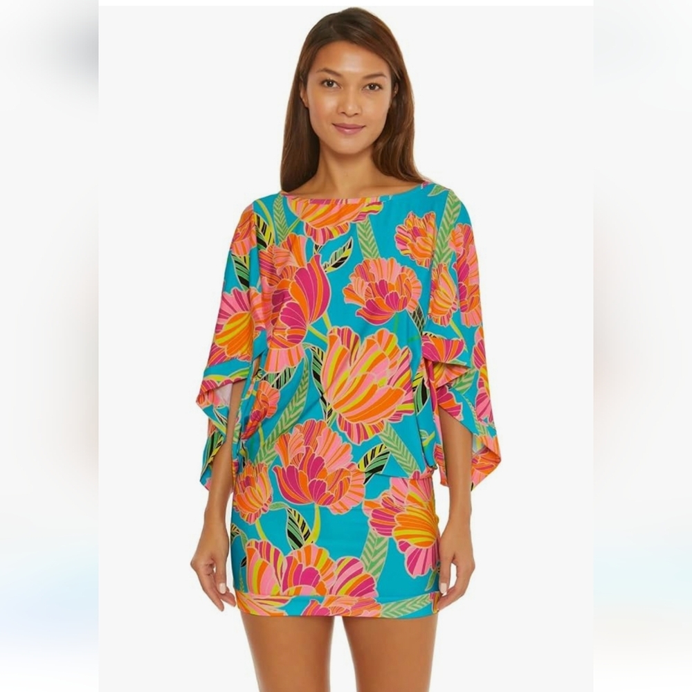 Trina Turk Tunic Beach Cover-Up Or Dress Size Small vacation resort wear
